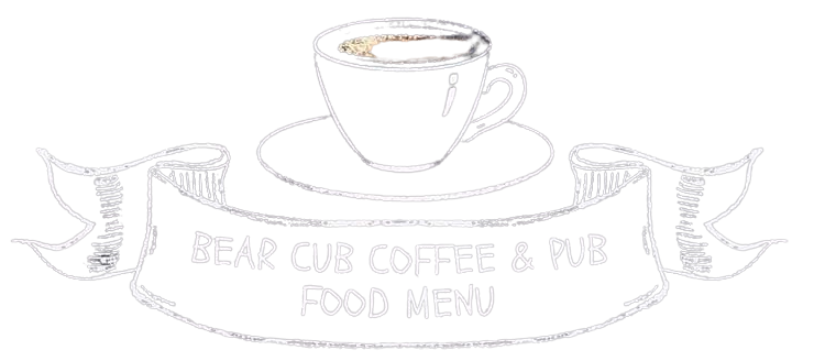 Bear Cub Coffee and Pub food menu banner with transparent background