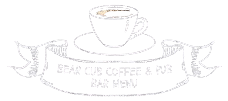 Bear Cub Coffee and Pub food menu banner with transparent background